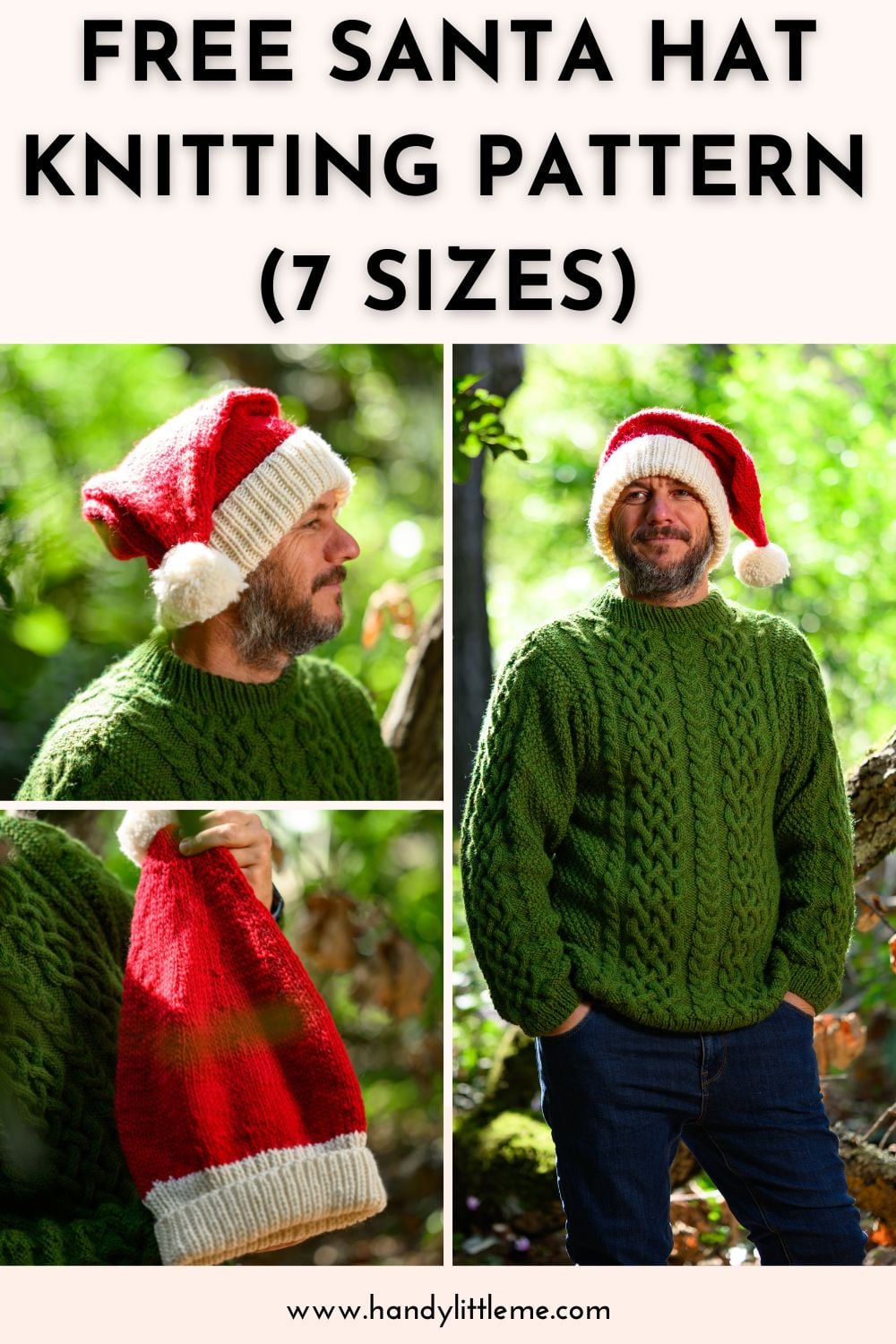 free santa hat knitting pattern (7 sizes) - handy little me